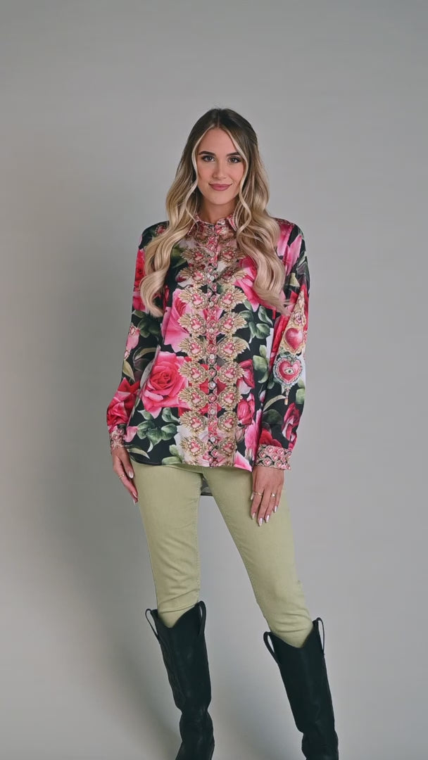 Button Down Blouse With Collar